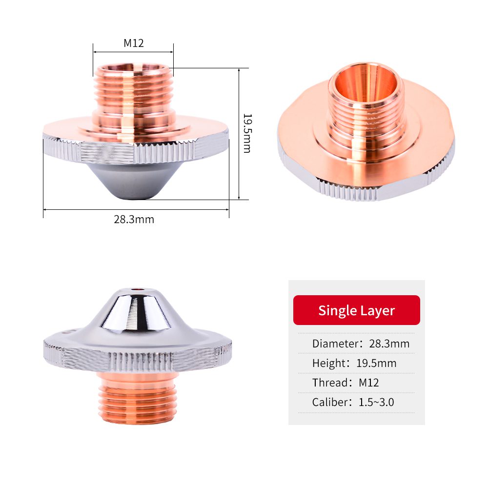 D28.3 H19.5 M12 fiber laser cutting nozzle for fiber laser cutting head